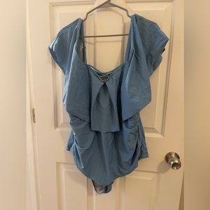 SHEIN 4XL Beautiful Blue Off the Shoulder One Piece Swimsuit